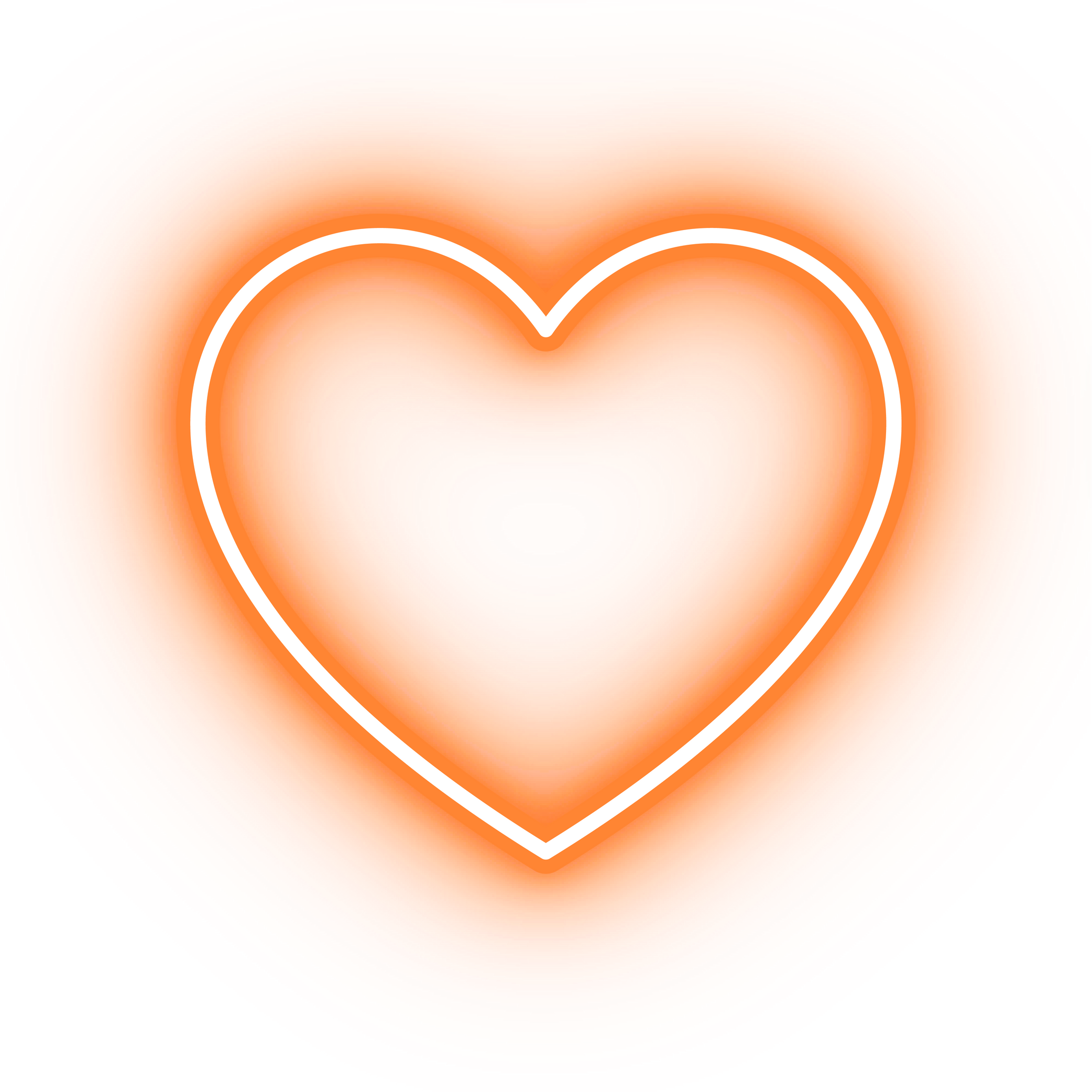 Neon orange love heart icon