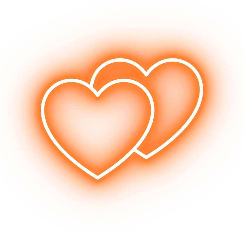 Neon orange love hearts icon